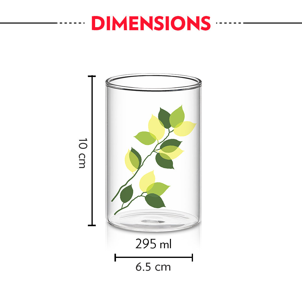 Green Leaves Glass, Set of 6, 295ml