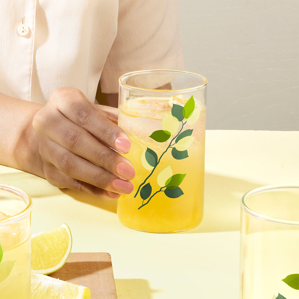 Green Leaves Glass, Set of 6, 295ml