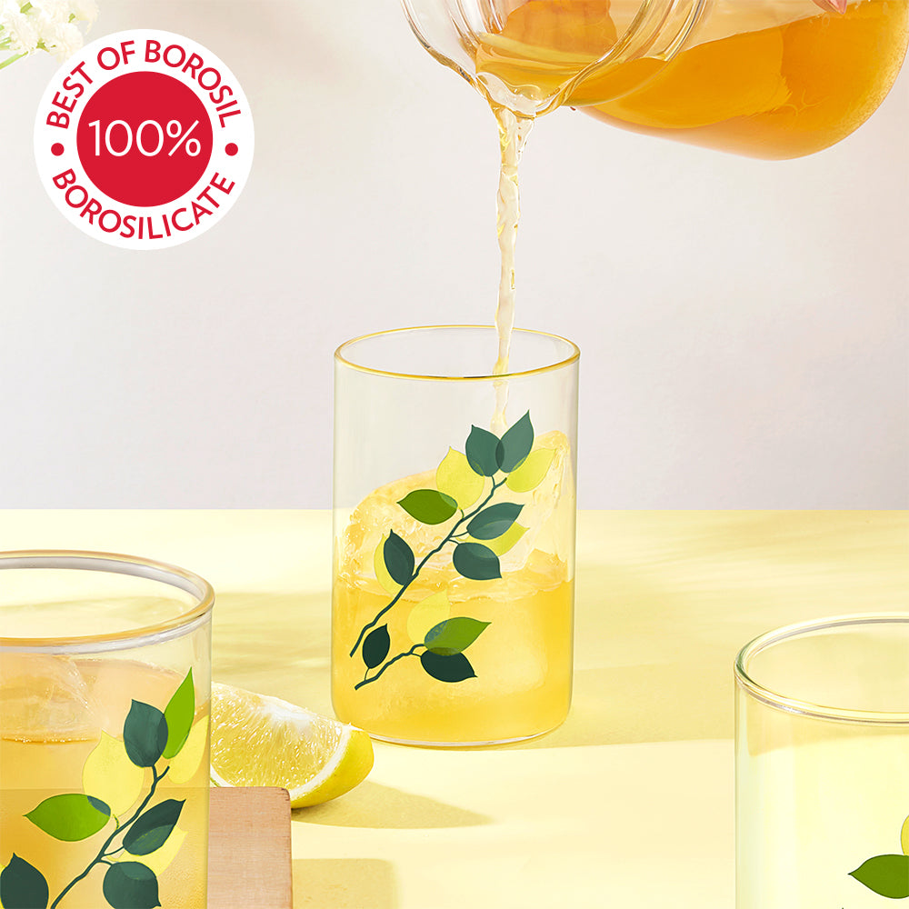 Green Leaves Glass, Set of 6, 295ml
