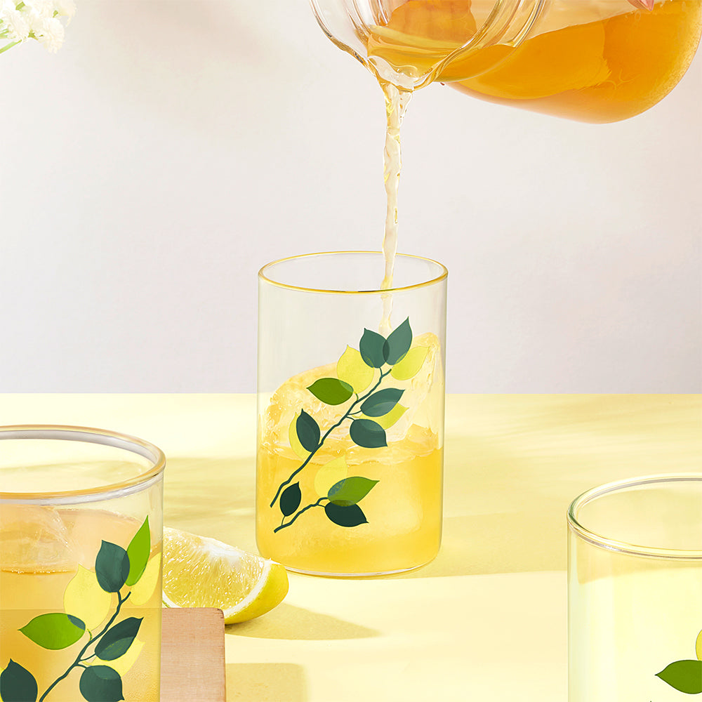 Green Leaves Glass, Set of 6, 295ml