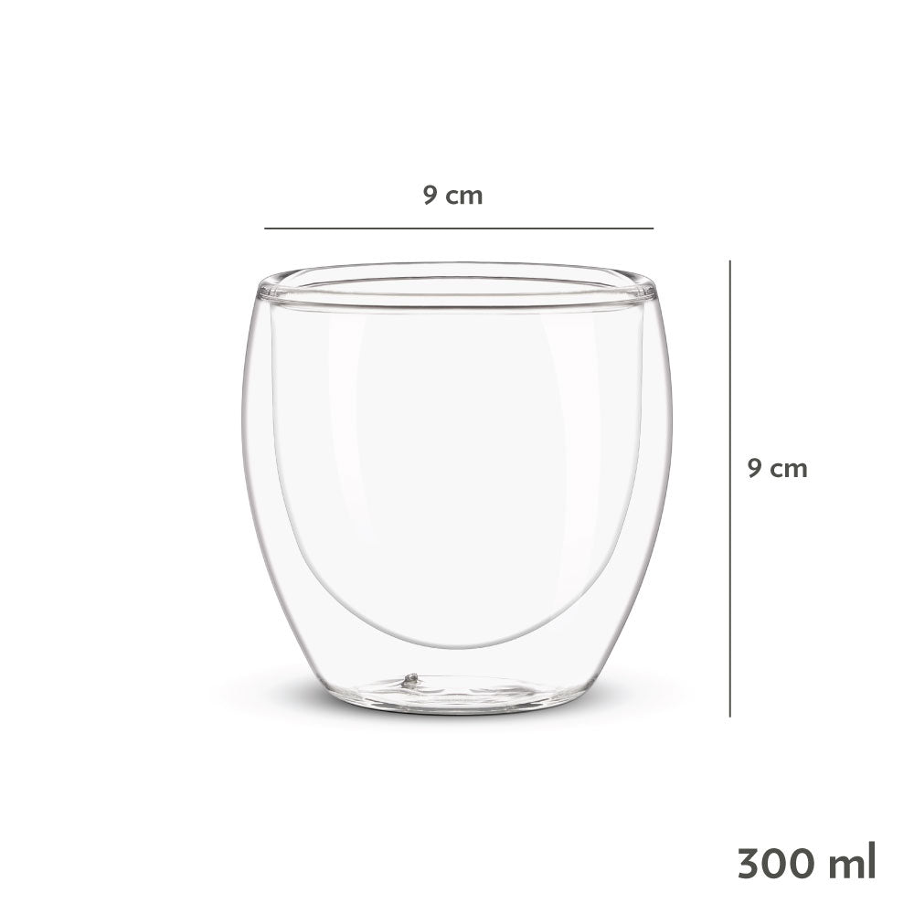 Double Wall Glass Tumbler, Set of 2, 300ml