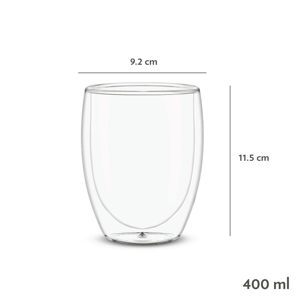 Double Wall Glass Tumbler, Set of 2, 400ml